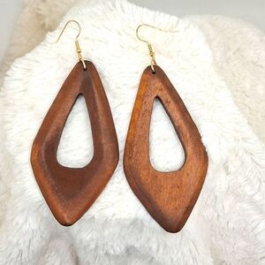Wood Hollowed out earrings geometric  abstract shape boho jewelry